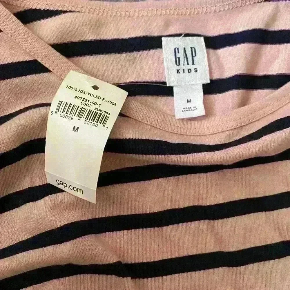 Tags have been removed gap kids pink and navy striped dress size M